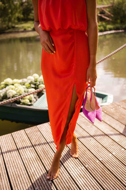 Women's Midi Cocktail Dress Side Slit