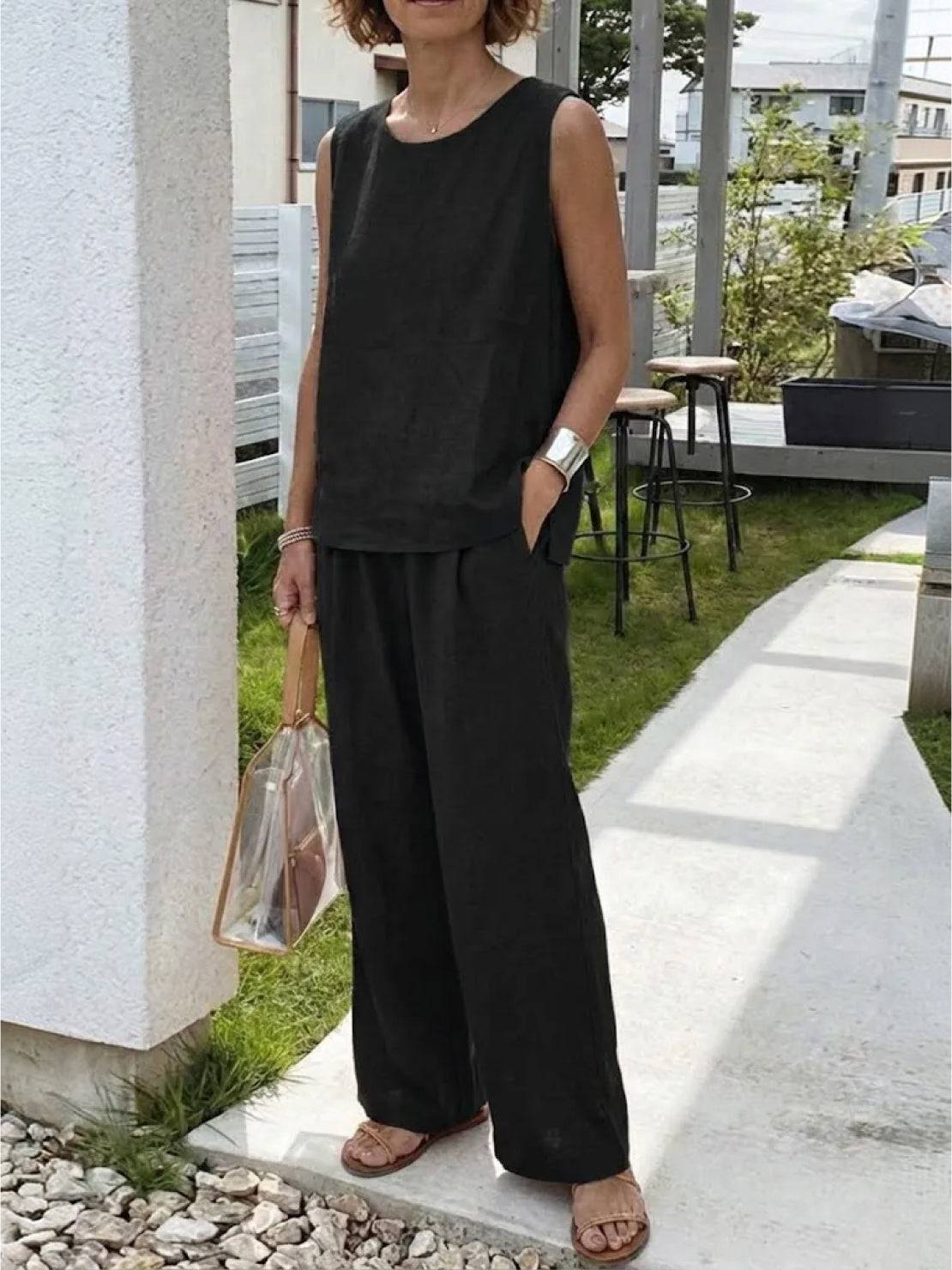 Women's Sleeveless Tank And Pants Set