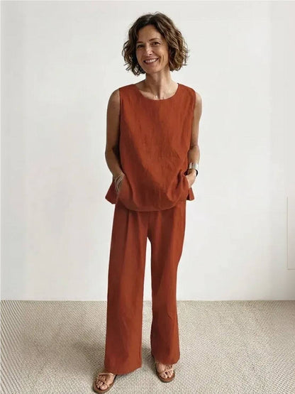 Women's Sleeveless Tank And Pants Set