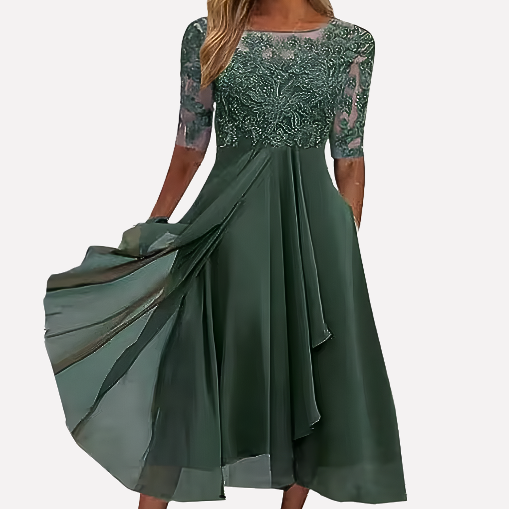 Women's Lace Midi A-Line Dress