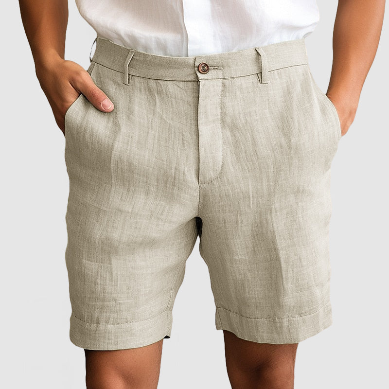 Men's Cuffed Dress Shorts Flat Front - VibreMode