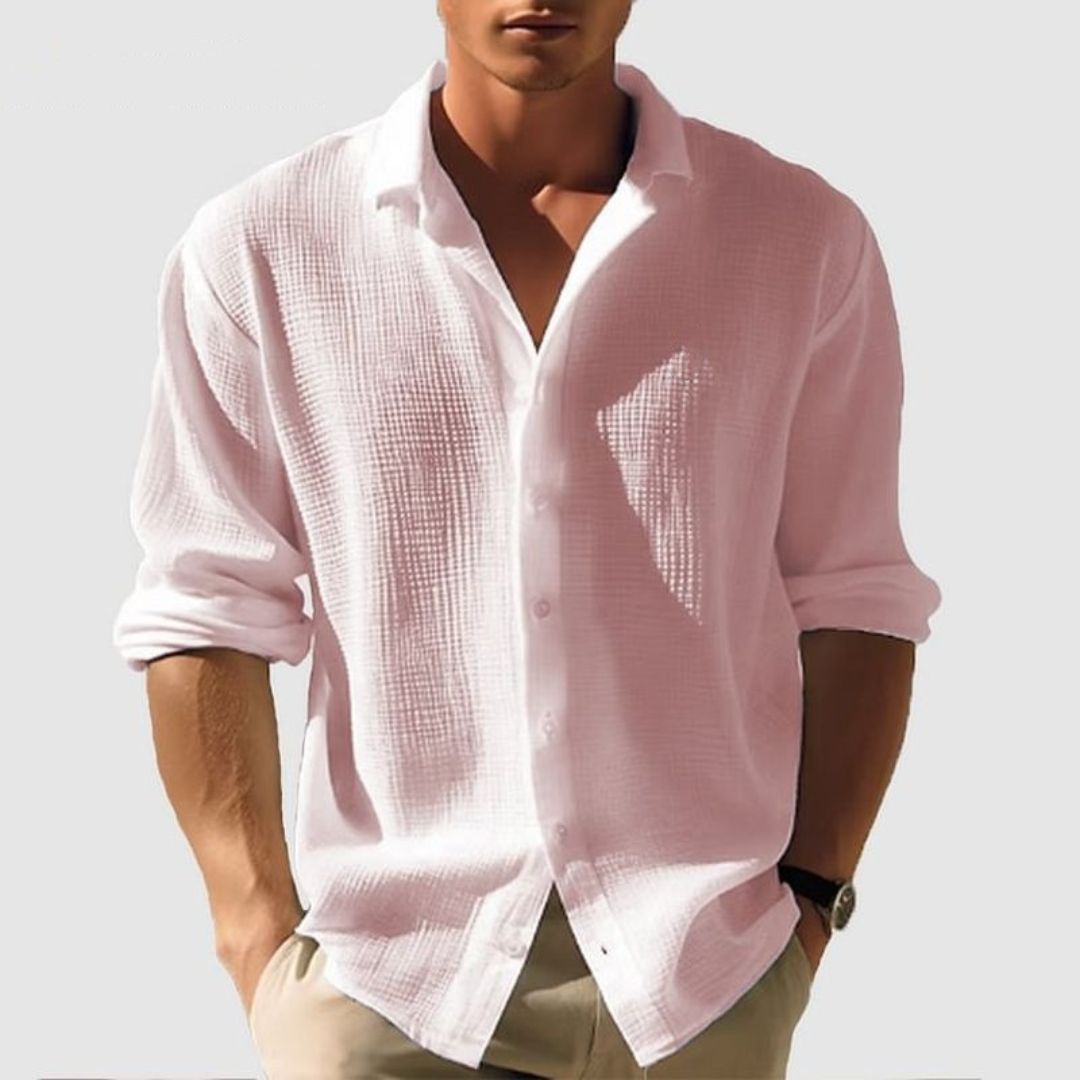 Men's Cotton Waffle Shirt Long Sleeves