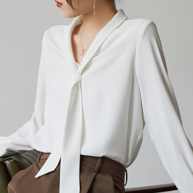 Image of Lucia | Women's Tie Neck Long Sleeve Blouse