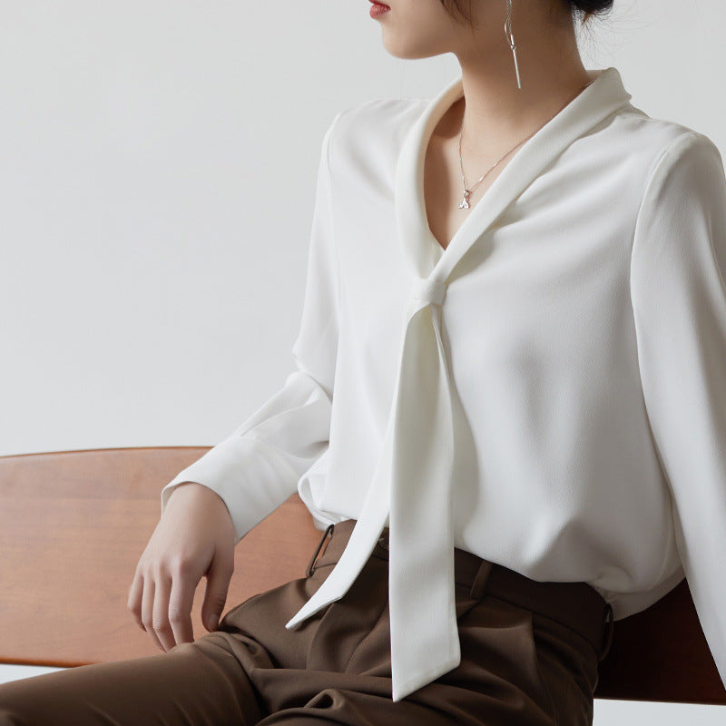 Image of Lucia | Women's Tie Neck Long Sleeve Blouse