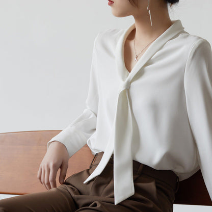 Image of Lucia | Women's Tie Neck Long Sleeve Blouse
