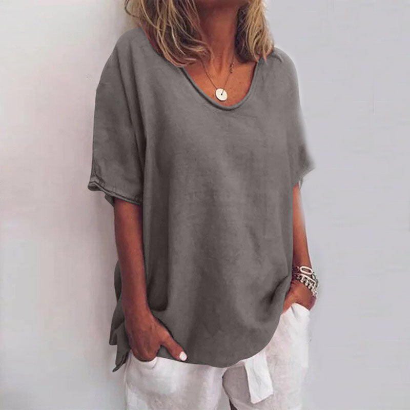 Women's Short Sleeve Round Neck Blouse
