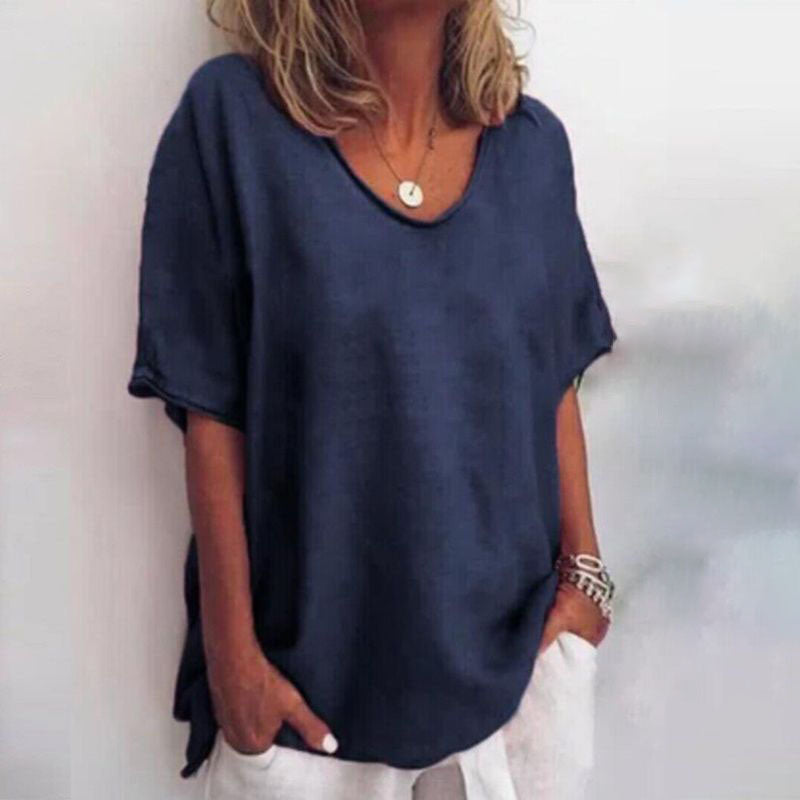 Women's Relaxed Fit V Neck Short Sleeve