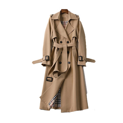 Women's Double-Breasted Trench Coat Mid-Calf Belted - VibreMode