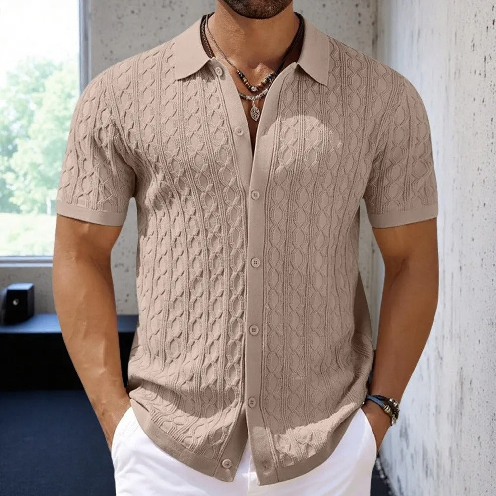 Men's Jacquard Knit Polo Shirt