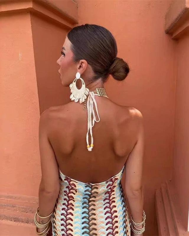 Chic Beach Wedding Guest Lace Draped Dress for Women