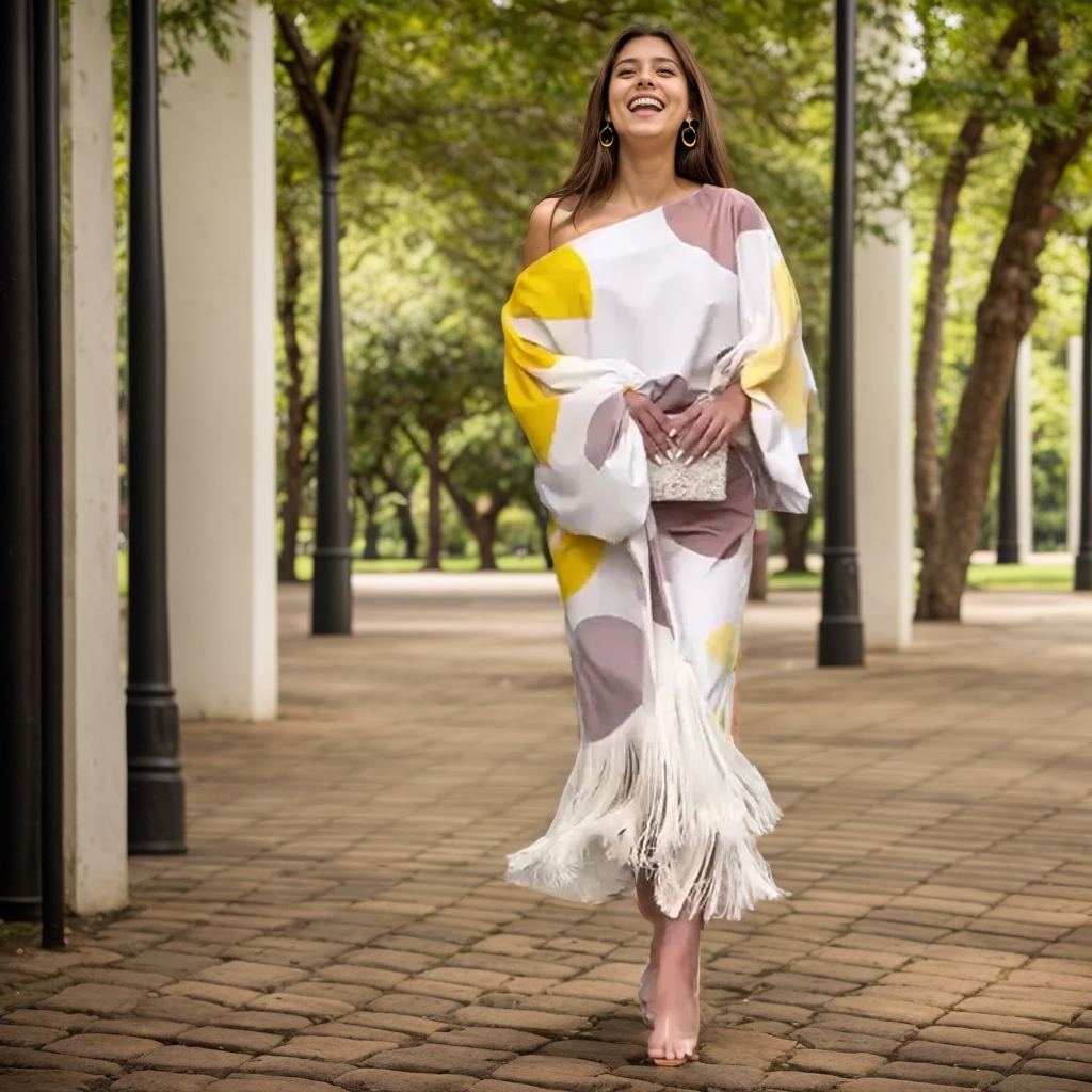 Image of Maisie | Women's One-Shoulder Wrap Midi Dress