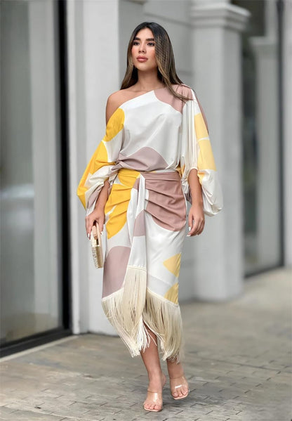 Image of Maisie | Women's One-Shoulder Wrap Midi Dress