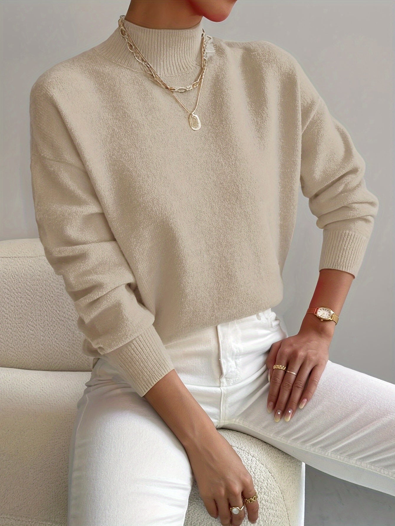 Women's Plain Long Sleeve Sweater
