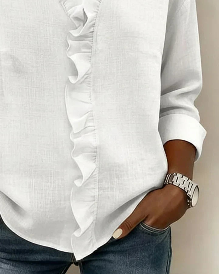 Image of Mariah | Women's Ruffle V-Neck Long Sleeve Blouse