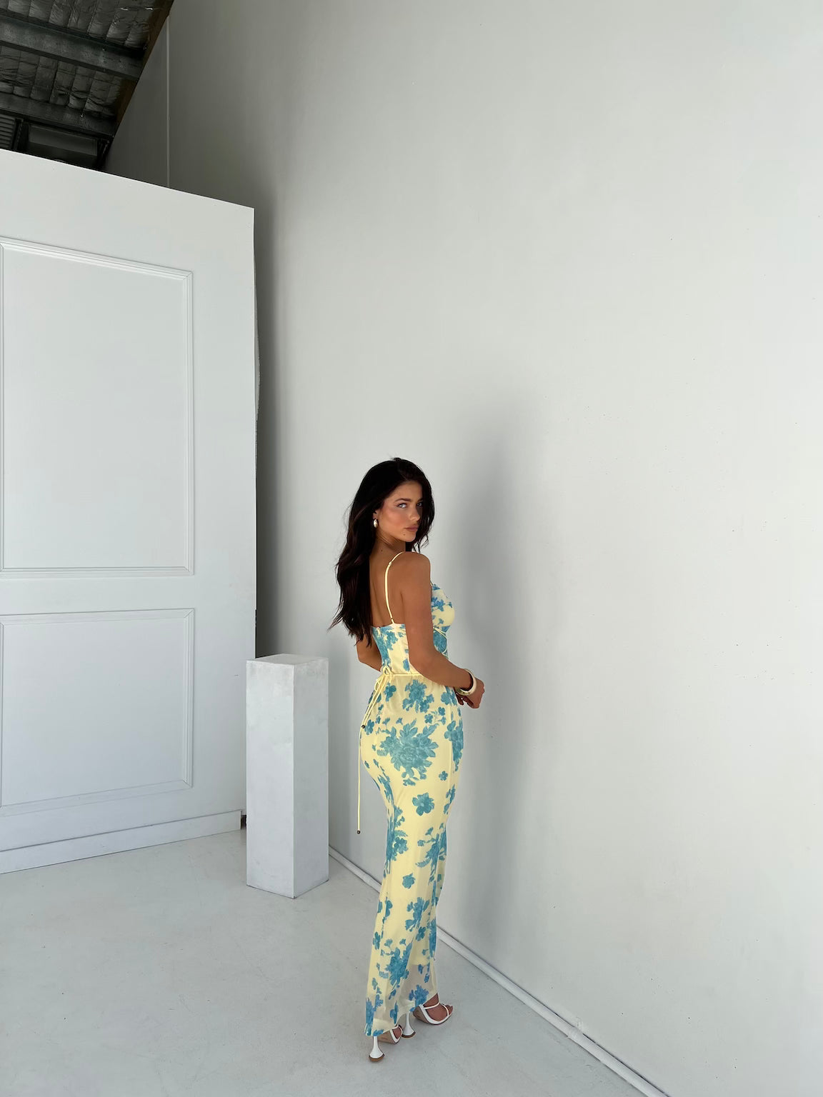 Image of Marina | Women's Floral Spaghetti Strap Bodycon Maxi Dress