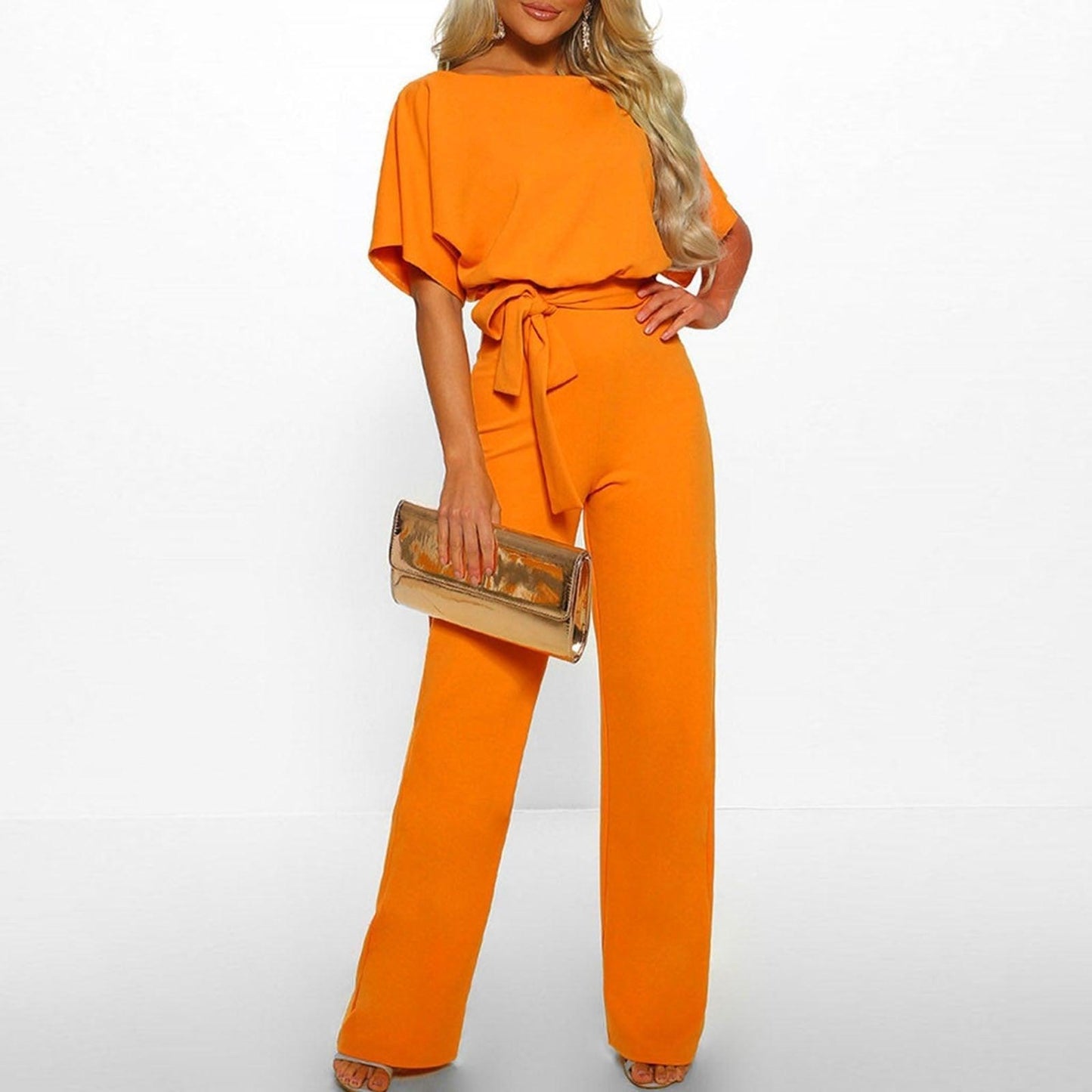 Women's Wide Leg Two Piece Set Belted