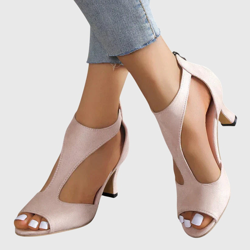 Women's Peep Toe T-Strap High Heels - VibreMode