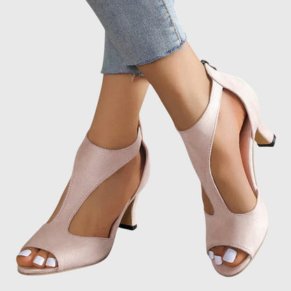 Women's Peep Toe T-Strap High Heels - VibreMode