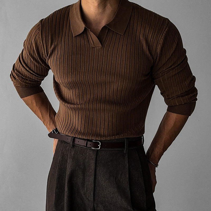 Men's Slim Fit Polo Shirt Long Sleeve - VibreMode
