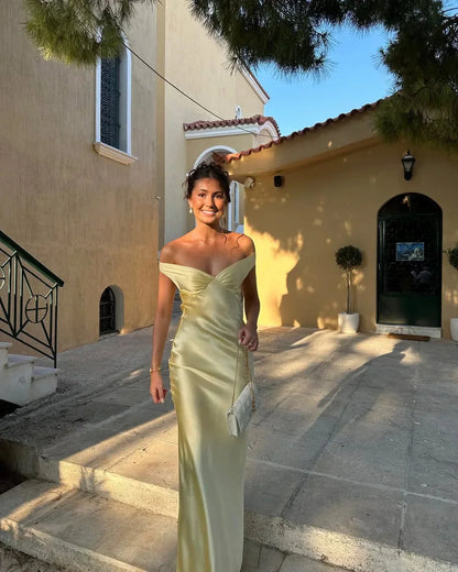 Women's Off-Shoulder Maxi Dress Yellow