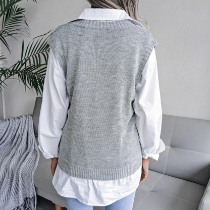 Image of Mary | Women's V-Neck Sleeveless Sweater Vest