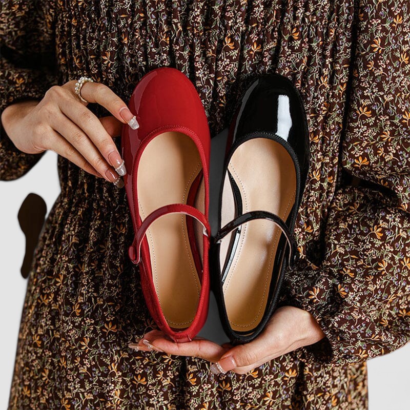 Women's Block Heel Mary Jane Shoes Buckle Strap