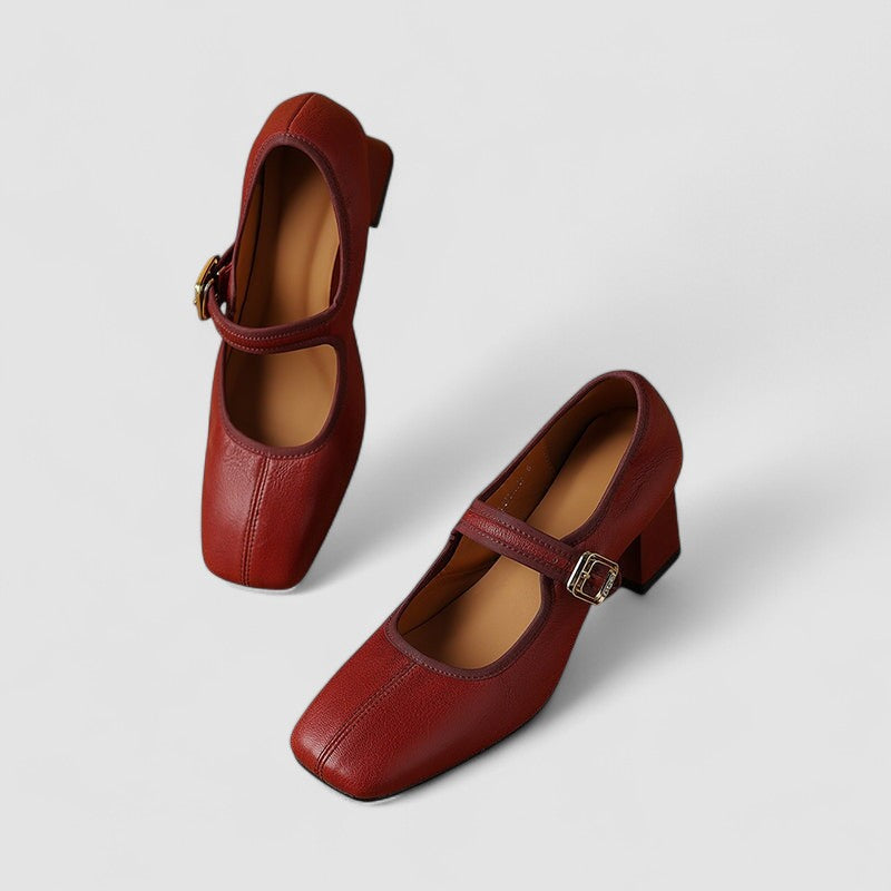 Women's Square Toe Block Heels Mary Jane Style