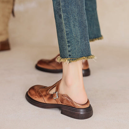 Women's Mary Jane Closed Toe Buckle Strap Shoes