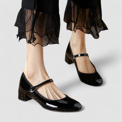 Women's Block Heel Mary Jane Shoes Buckle Strap - VibreMode