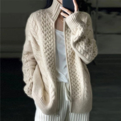 Image of Maureen | Women's Zip-Up Cable Knit Cardigan