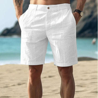 Men's Linen Shorts Lightweight Beige - VibreMode
