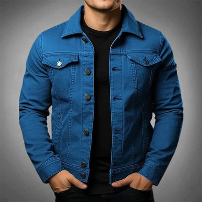 Men's Cotton Denim Jacket Classic Blue - VibreMode