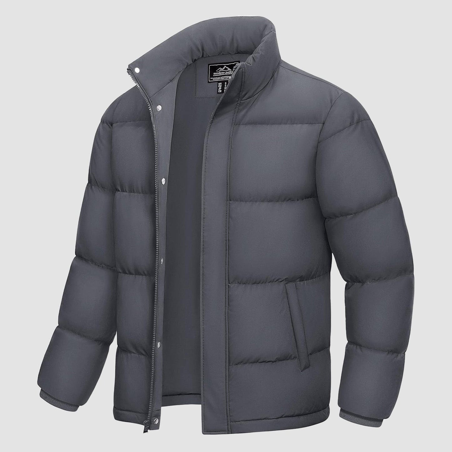 Men's Down Puffer Jacket Water-Resistant Insulated Black
