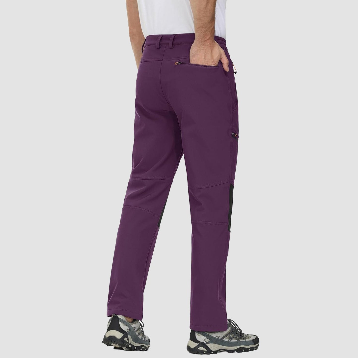 Men's Fleece-Lined Ski Pants Water-Resistant 4 Zip Pockets