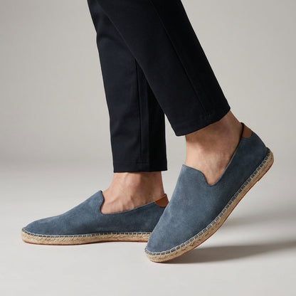 Men's Suede Espadrille Shoes Jute Sole Brown - VibreMode