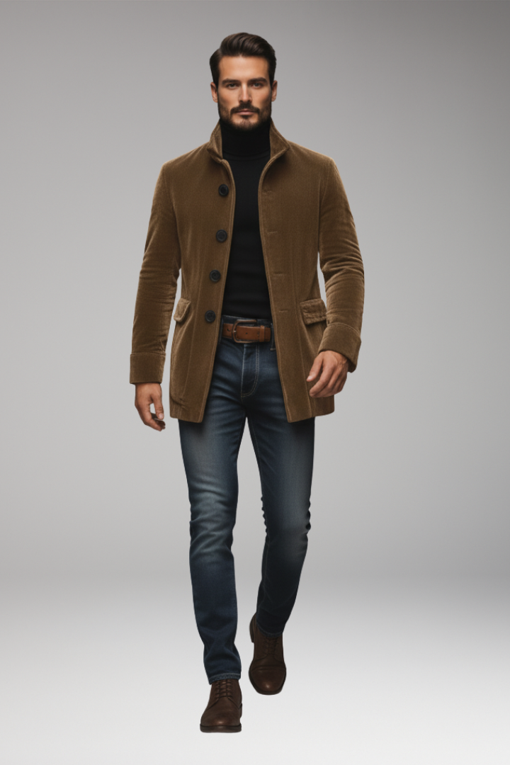 Men's Corduroy Jacket Button Front Collar