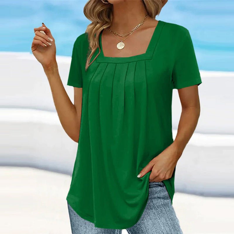 Women's Square Neck Pleated Blouse