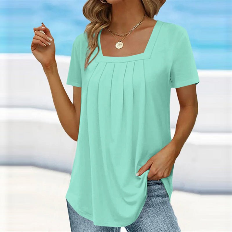Women's Square Neck Pleated Blouse