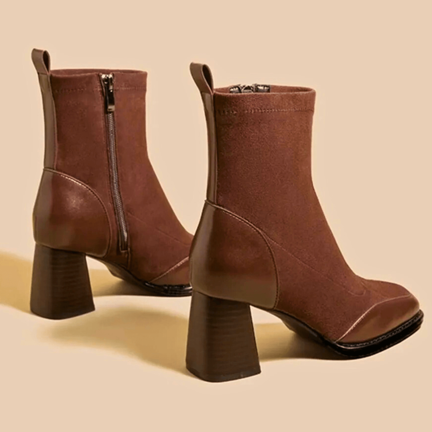 Women's Ankle Boots Square Toe Side Zipper