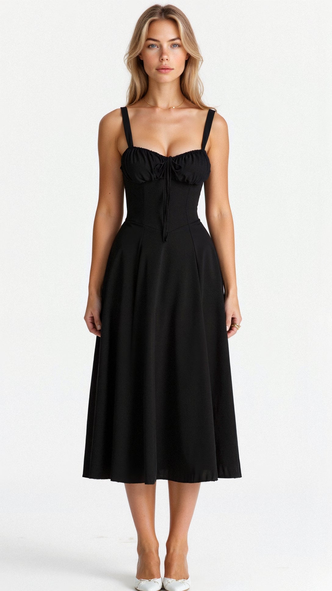 Women's Corset Midi Dress Elegant Floral