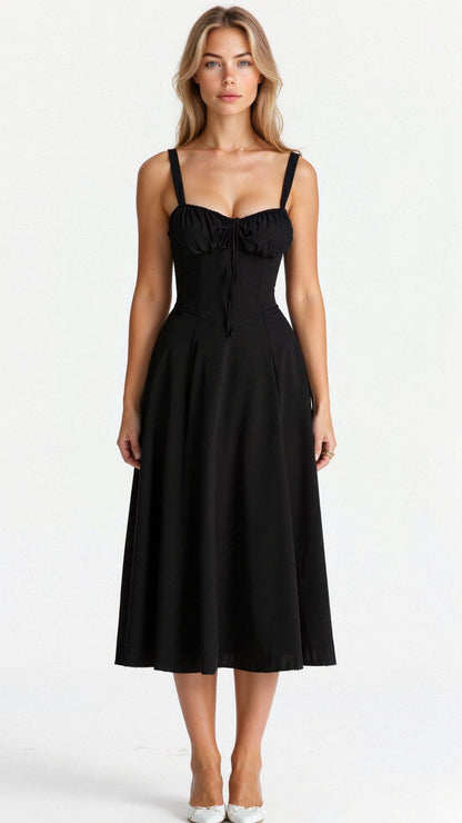 Women's Corset Midi Dress Elegant Floral