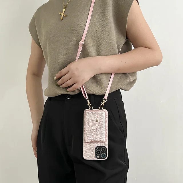 Leather Crossbody Phone Case With Card Holder And Key Cord