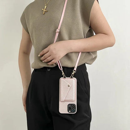 Leather Crossbody Phone Case With Card Holder And Key Cord