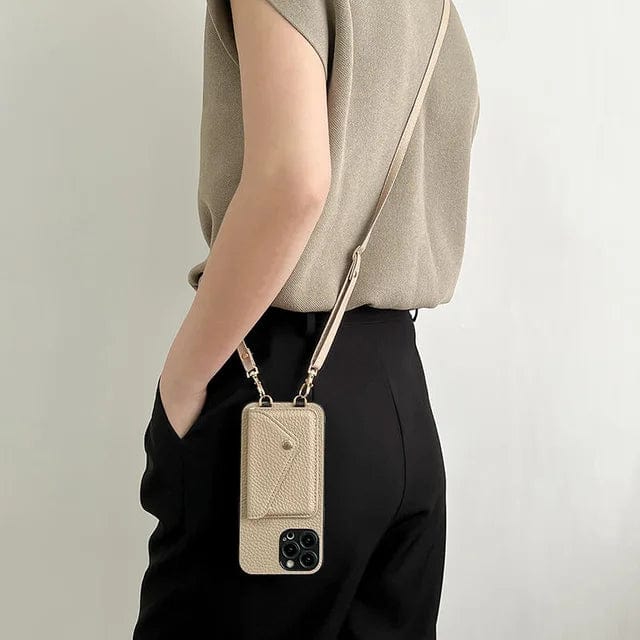 Leather Crossbody Phone Case With Card Holder And Key Cord