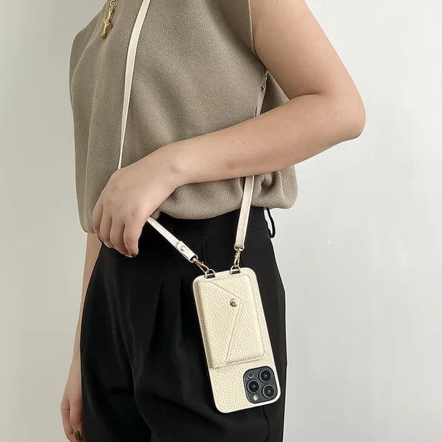 Leather Crossbody Phone Case With Card Holder And Key Cord