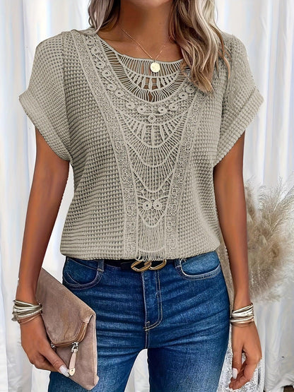 Image of Nadia | Women's Lace Short Sleeve Casual Top