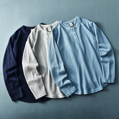 Image of Nathan | Men's Long Sleeve Henley T-Shirt