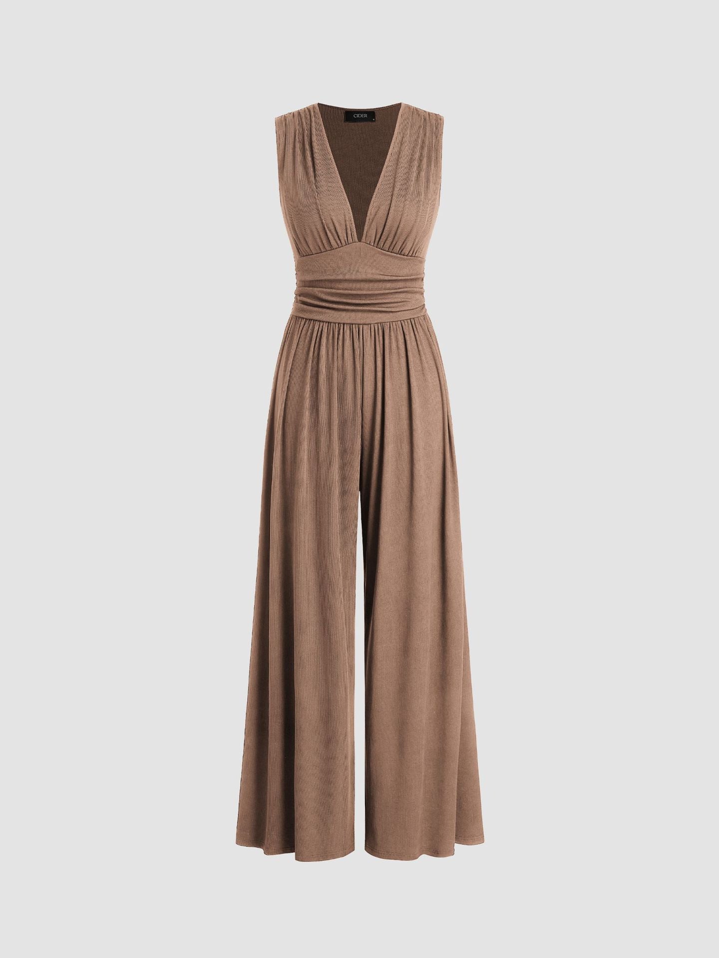 Image of Noelle | Women's V-Neck Sleeveless Wide Leg Jumpsuit