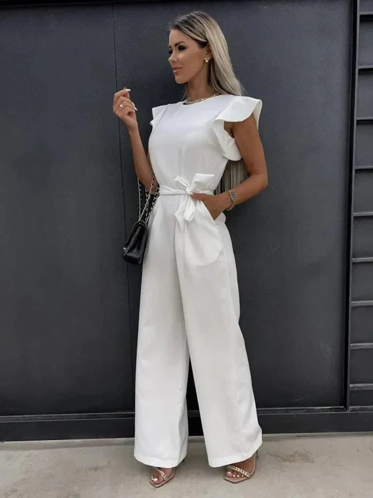 Noelle Women's Wide Leg Jumpsuit Tie Waist