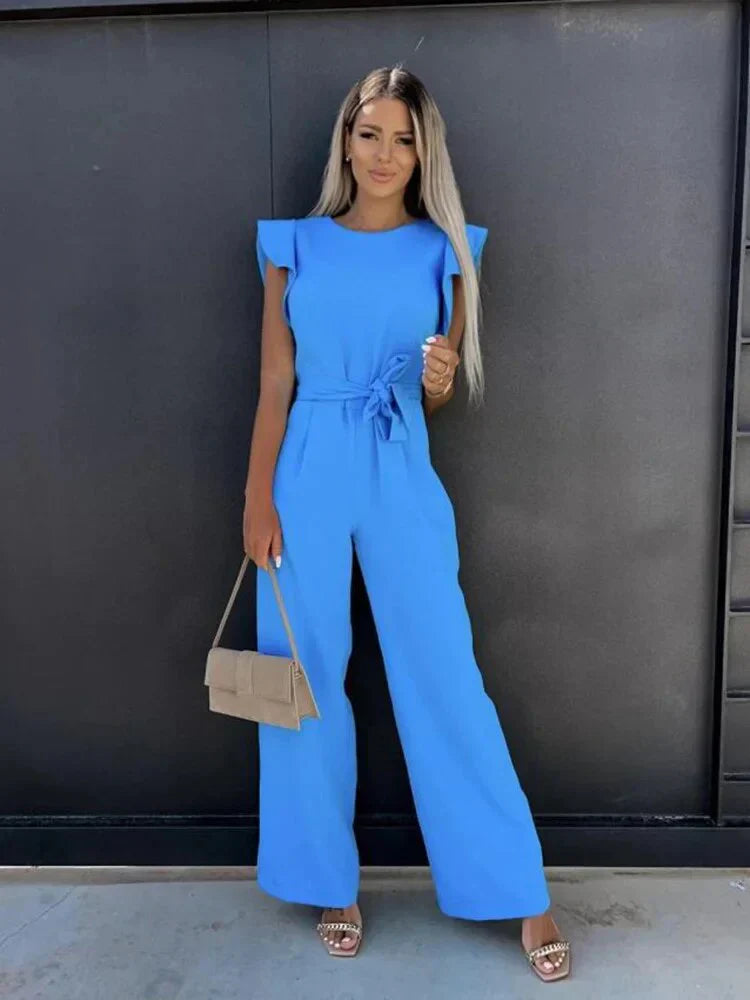 Noelle Women's Wide Leg Jumpsuit Tie Waist